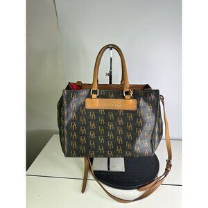 DAMAGED Dooney & Bourkes Janine 2 Way Coated Canvas W/ Florentine Vachetta